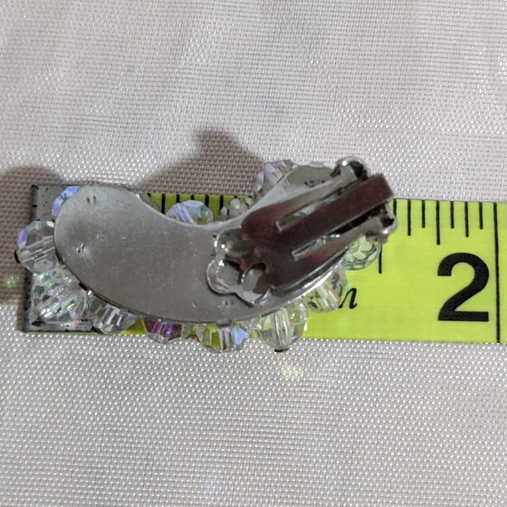 Vintage Mid Century Curved Iridescent Earrings - Picture 3 of 3